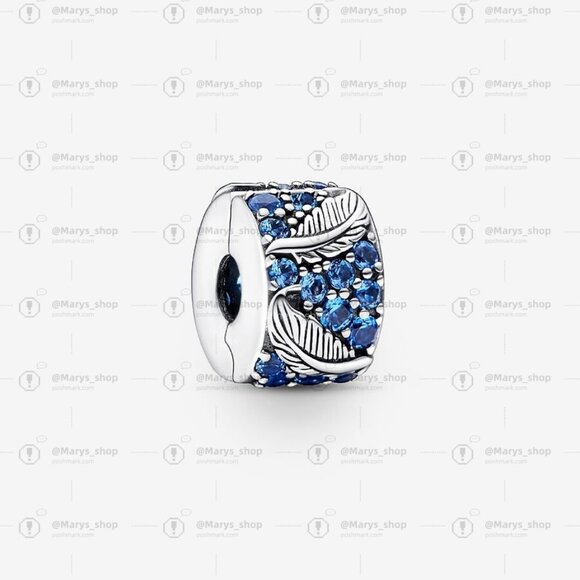 Pandora Curved Feather & Pavé Clip Charm|Pendant - Picture 1 of 2